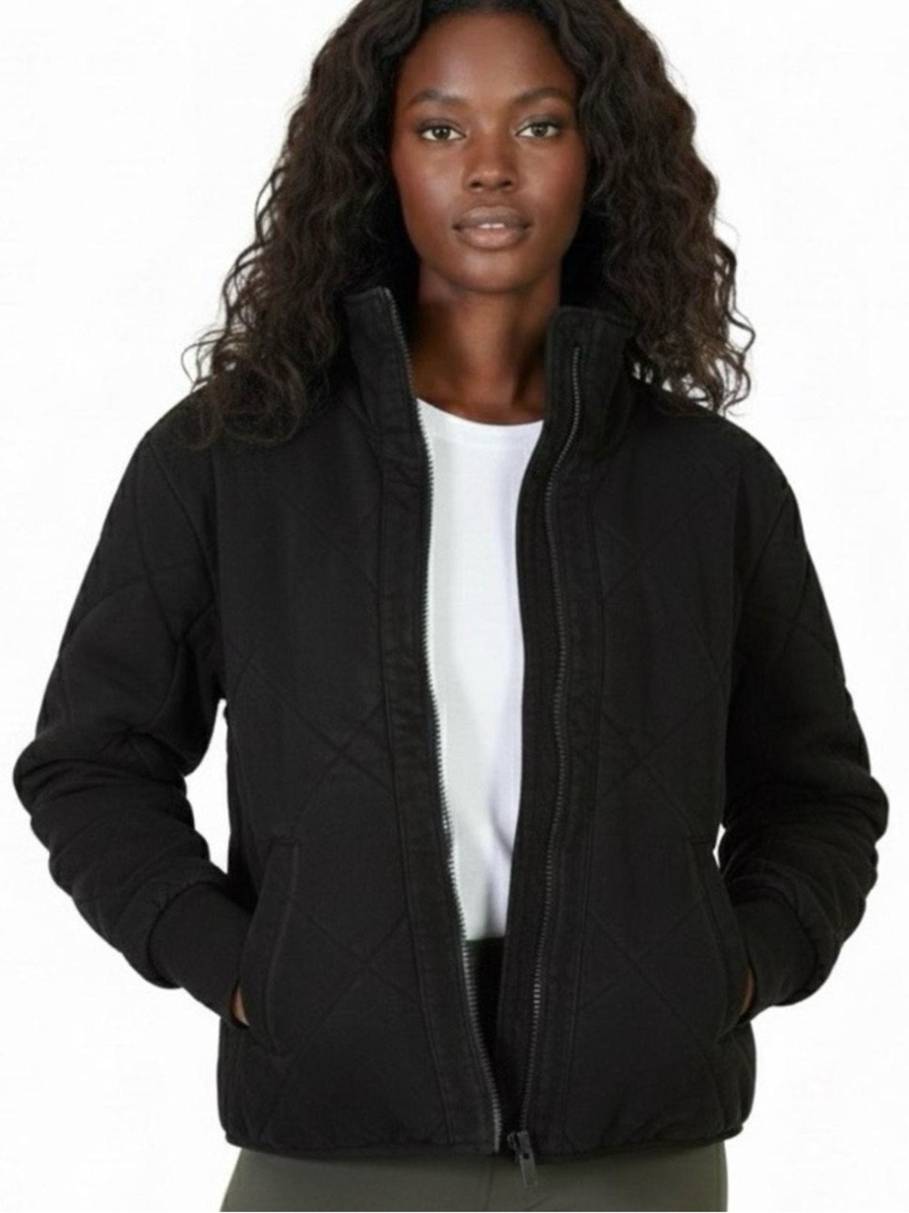Lululemon Forever Warm Jacket Quilted Reversible Short Coat Size 8 Black FullZip